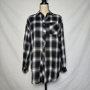 Black and White Plaid Button-Up Shirt
